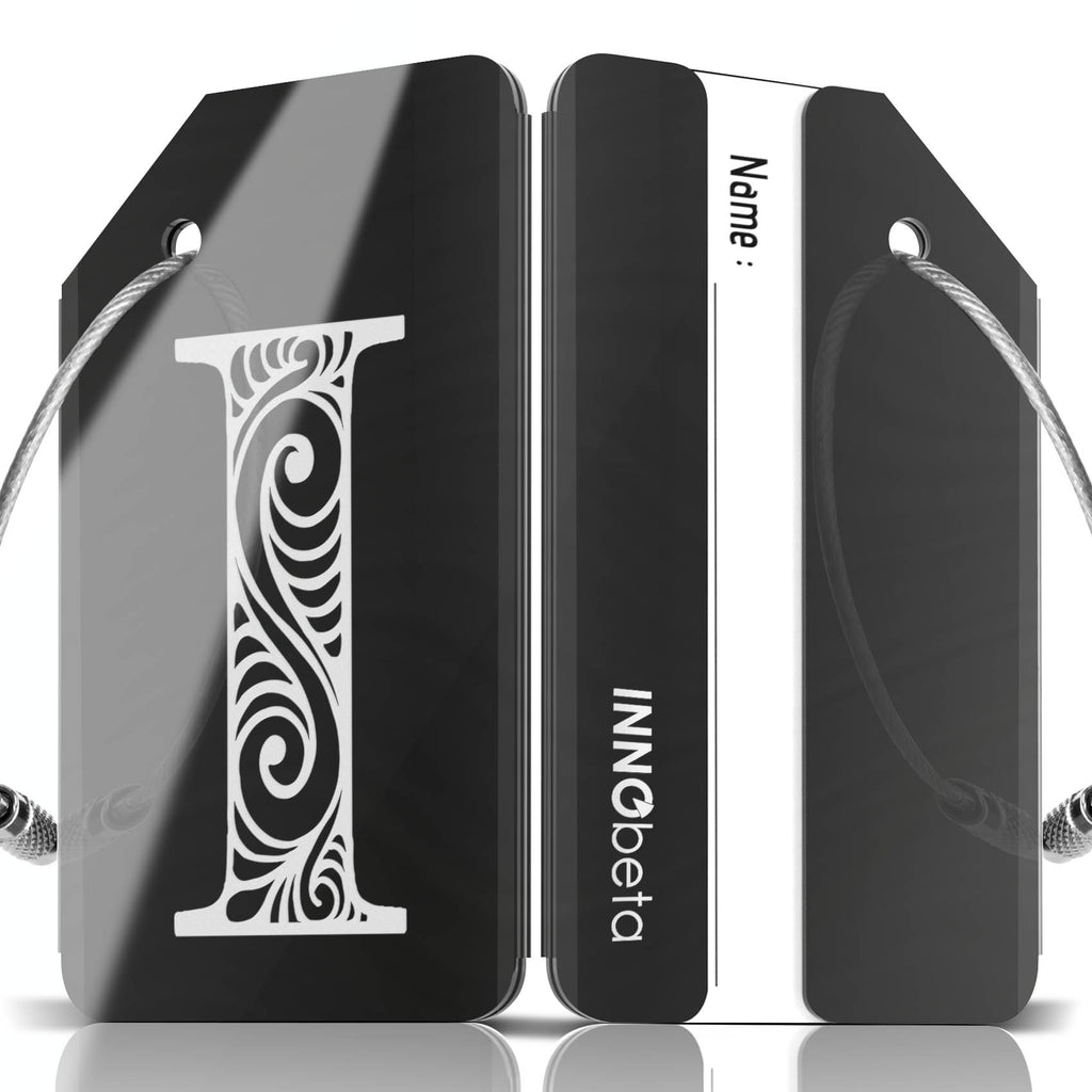 Initial Stainless Steel Luggage Tags (Mirror Black)