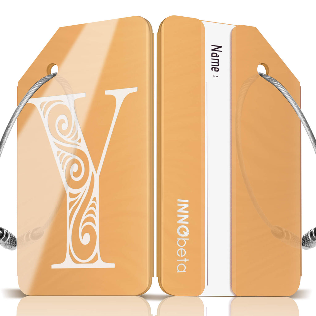 Initial Stainless Steel Luggage Tags (Rose Gold)